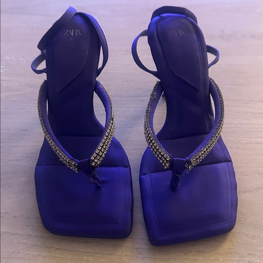 ZARA Violet Strappy Sandals with Sparkling Accents